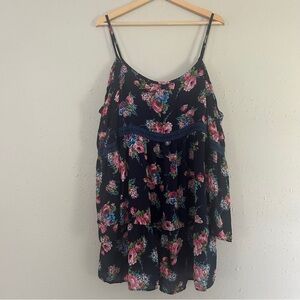 Charlotte Russe Navy Blue Pink Floral Mini Dress Cold Shoulder Casual Formal